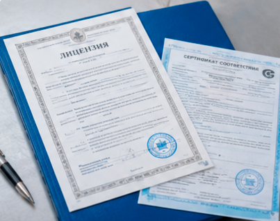 Сертификаты и лицензии компании КвадроСтрой